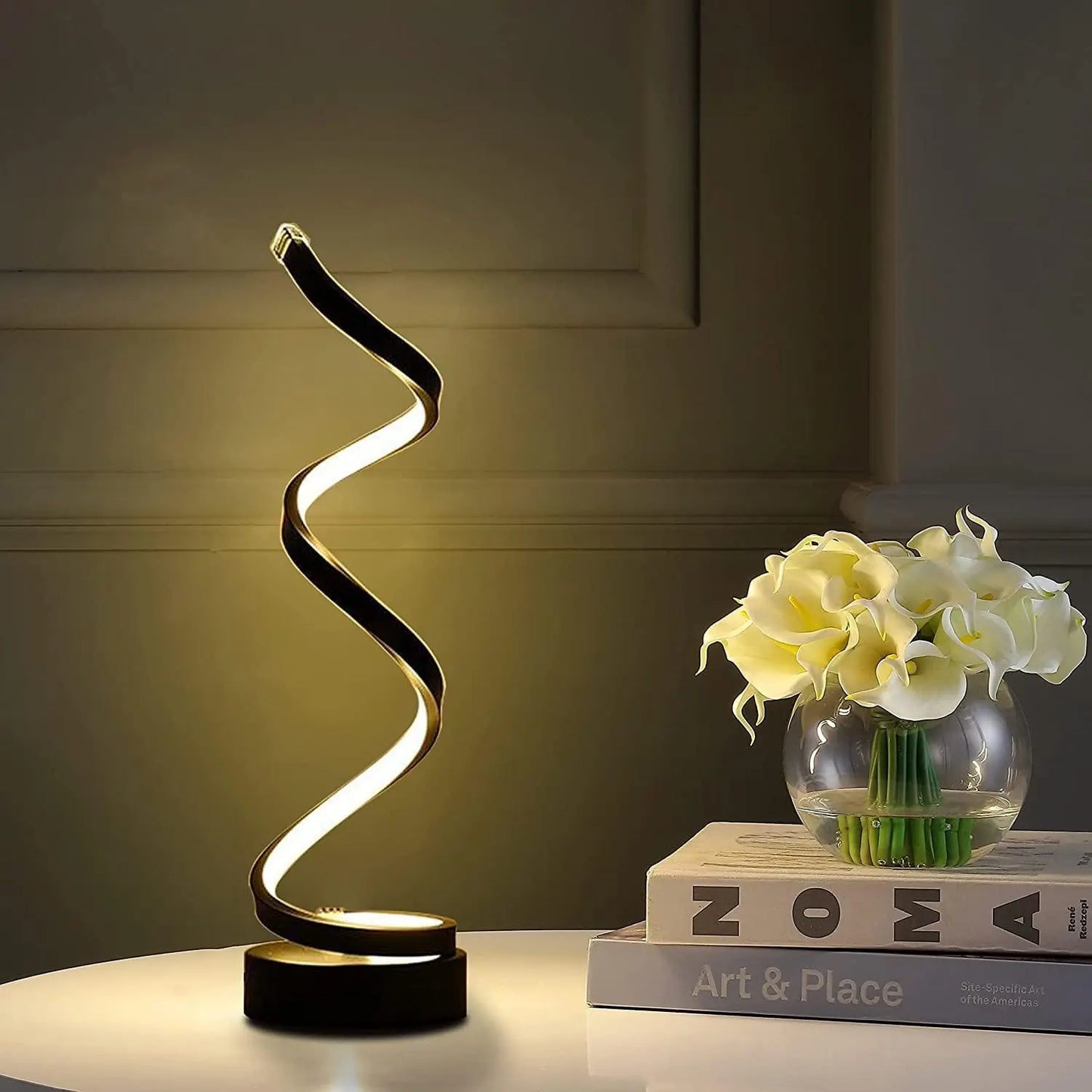 Elegant Modern Spiral Dimmable LED Table Lamp - Versatile Nightstand and Office Lighting Solution