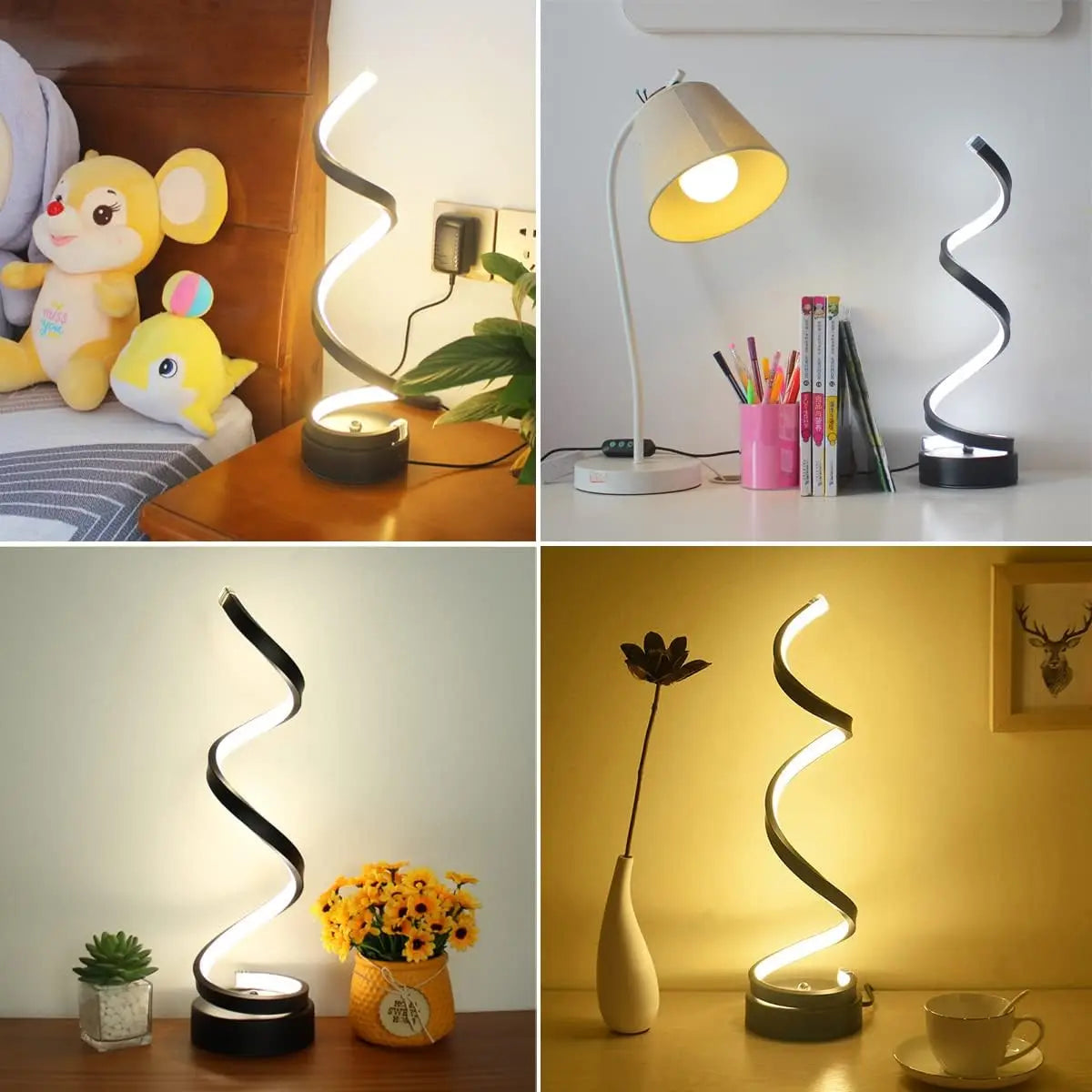 Elegant Modern Spiral Dimmable LED Table Lamp - Versatile Nightstand and Office Lighting Solution