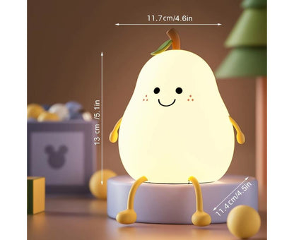 Adorable Pear Night Light - Color-Changing LED Bedside Lamp for Kids with Adjustable Brightness and Timer