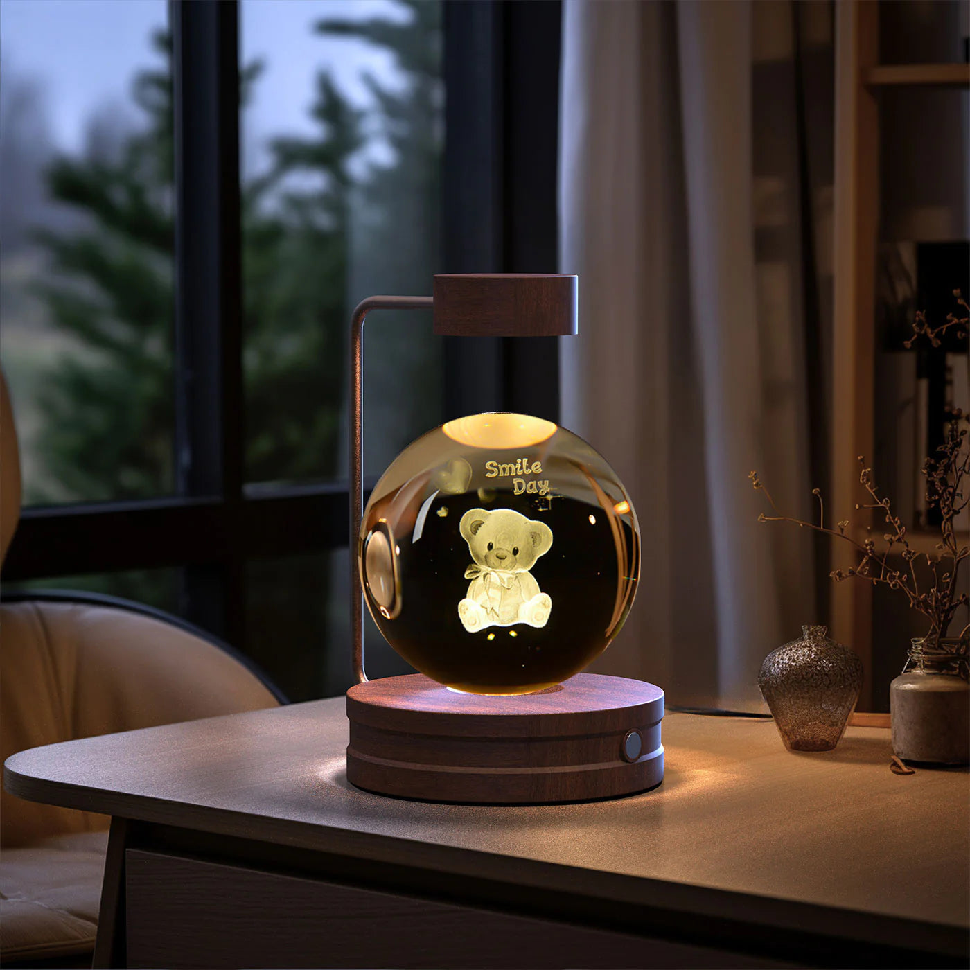 Crystal Ball Cosmic Dinosaur Indoor Night Light USB Power Warm Bedside Light Birthday Gift Night Lamp