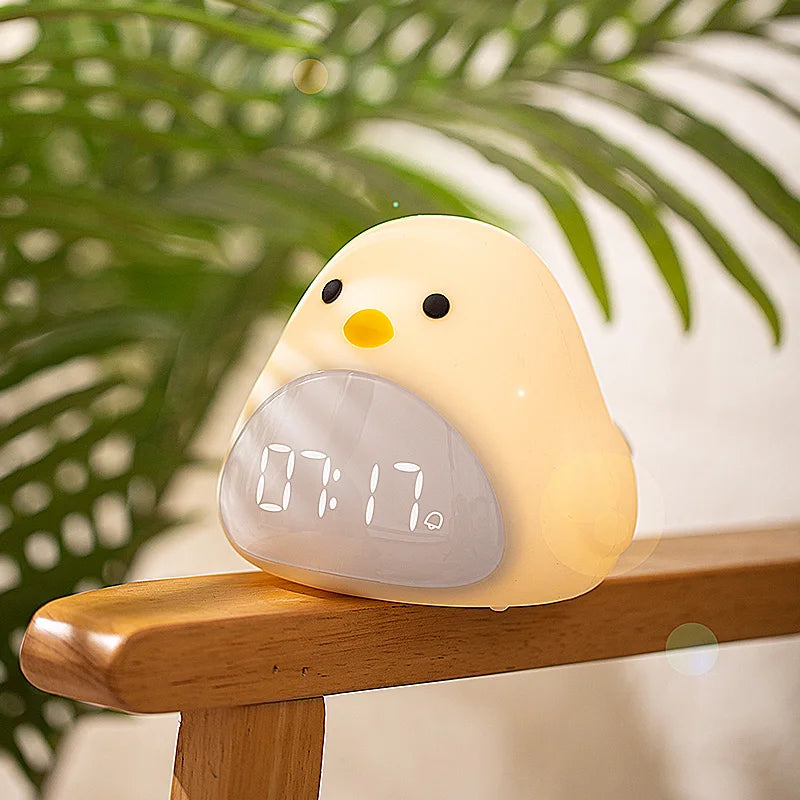 C2 Time Bird Night Light Alarm Clock Cartoon Cute Silicone Touch USB Bedside Lamp LED Night Lamp for Children Baby Kids Gift