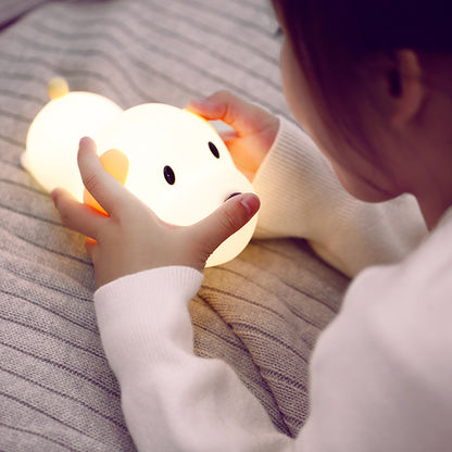 Charming Dull Wang LED Rechargeable Silicone Night Light - Adorable Dimming Lamp for Bedrooms and Baby Feeding