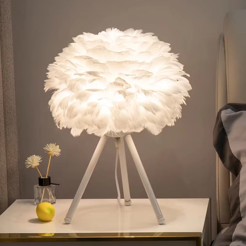 Elegant Goose Feather LED Table Lamp for a Modern Bedroom