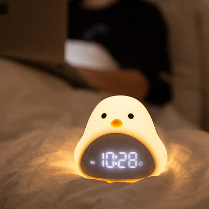 C2 Time Bird Night Light Alarm Clock Cartoon Cute Silicone Touch USB Bedside Lamp LED Night Lamp for Children Baby Kids Gift