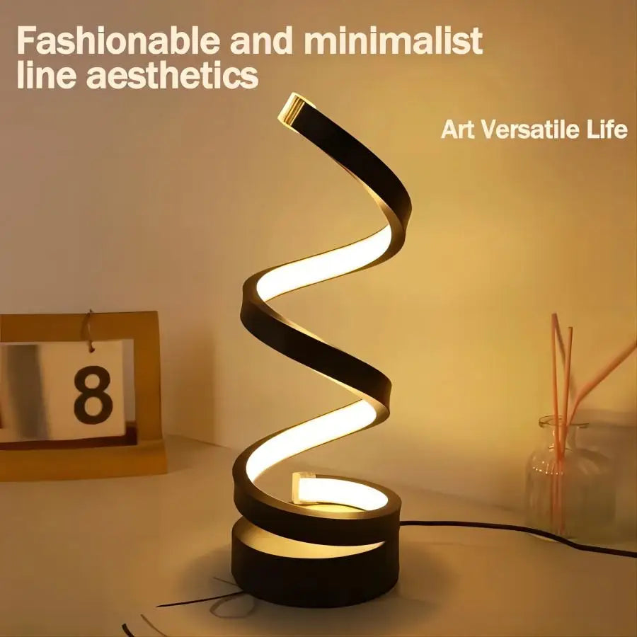 Elegant Modern Spiral Dimmable LED Table Lamp - Versatile Nightstand and Office Lighting Solution