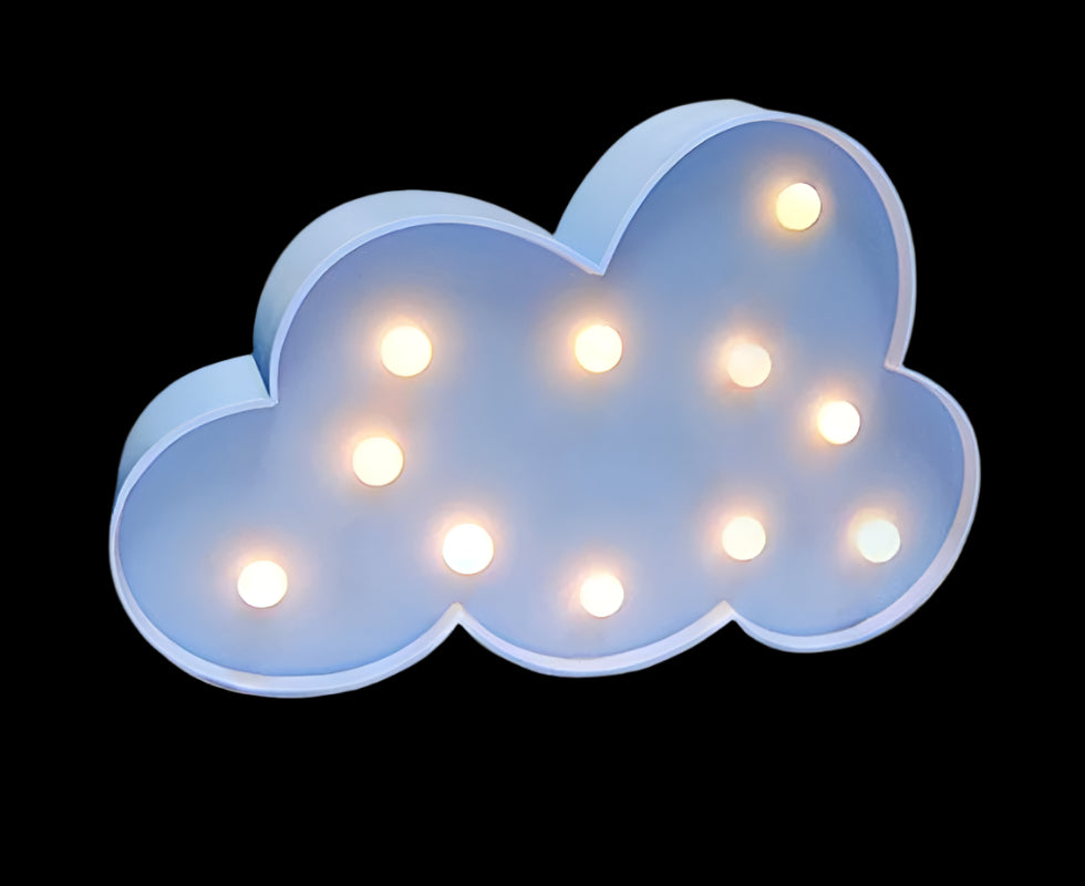 Enchanting 3D Cloud Night Light - Battery Powered Decorative Lamp for Kids' Rooms and Parties - Blue