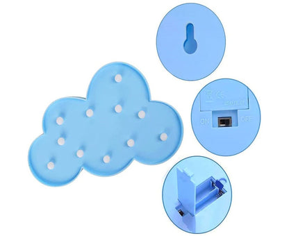 Enchanting 3D Cloud Night Light - Battery Powered Decorative Lamp for Kids' Rooms and Parties - Blue