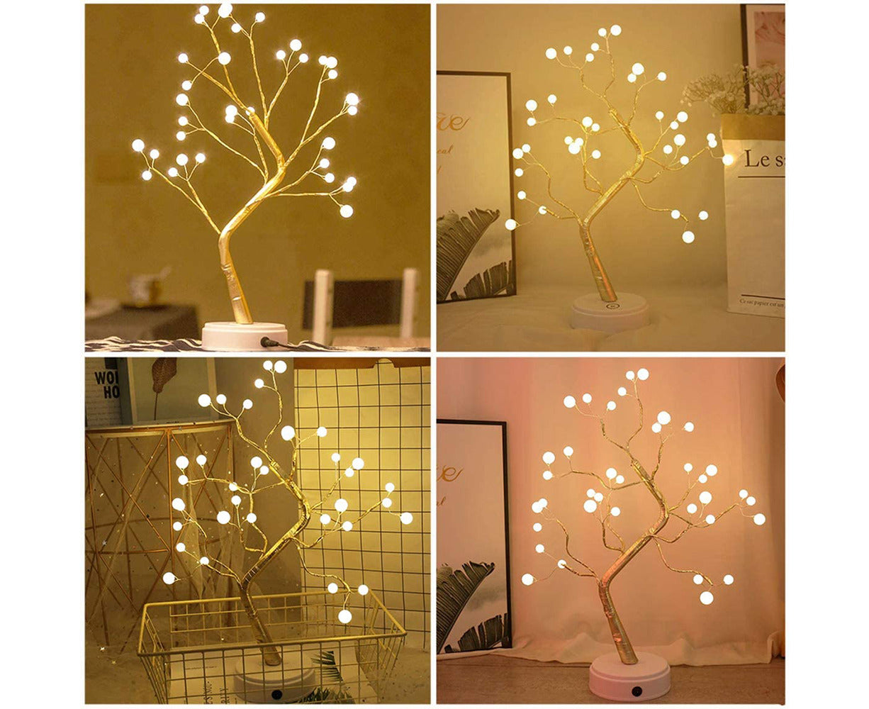 Enchanting Tabletop Bonsai Tree Light - DIY Artificial Pearl Tree with Warm LED Glow