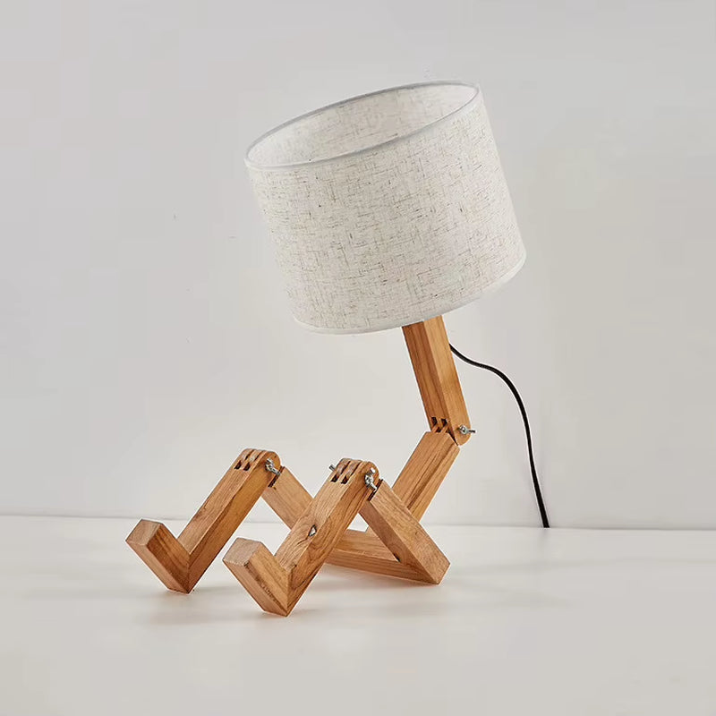 Charming Wooden Robot Table Lamp - Stylish Nordic Design for Your Study or Reading Nook