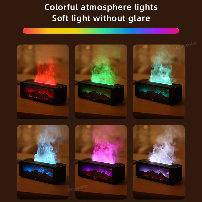 Transform Your Space with the Colorful Flame Aroma Diffuser - 150ml Waterless Humidifier with Remote Control and Timer for Relaxation and Ambiance