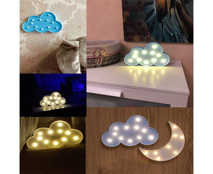 Enchanting 3D Cloud Night Light - Battery Powered Decorative Lamp for Kids' Rooms and Parties - Blue