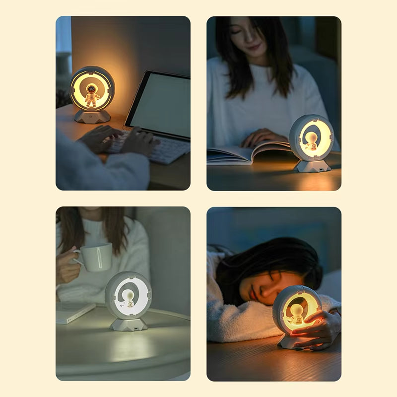 Illuminate Your Child's Imagination with the Rechargeable LED Astronaut Table Lamp - Touch Dimmable Night Light for Bedrooms