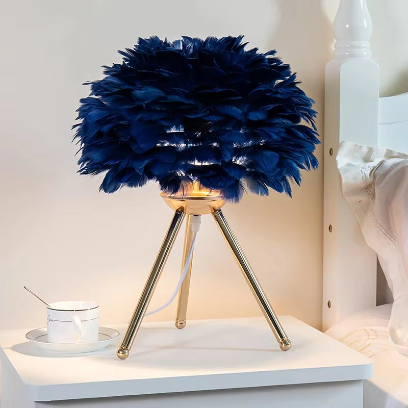 Elegant Goose Feather LED Table Lamp for a Modern Bedroom