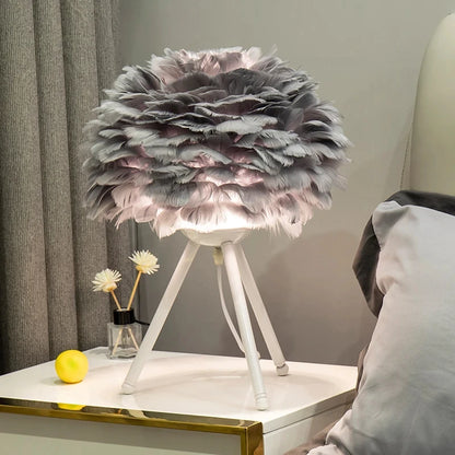 Elegant Goose Feather LED Table Lamp for a Modern Bedroom