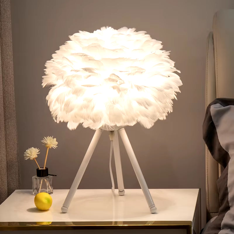 Elegant Goose Feather LED Table Lamp for a Modern Bedroom