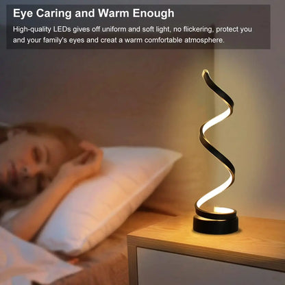 Elegant Modern Spiral Dimmable LED Table Lamp - Versatile Nightstand and Office Lighting Solution