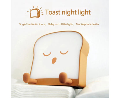 Adorable Toast Bread Night Light & Mobile Phone Holder - Perfect for Kids' Rooms and Cozy Spaces