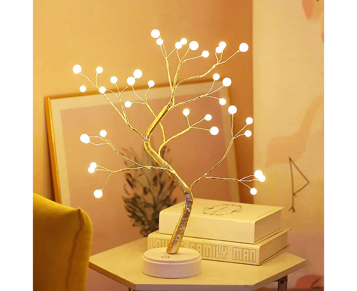 Enchanting Tabletop Bonsai Tree Light - DIY Artificial Pearl Tree with Warm LED Glow