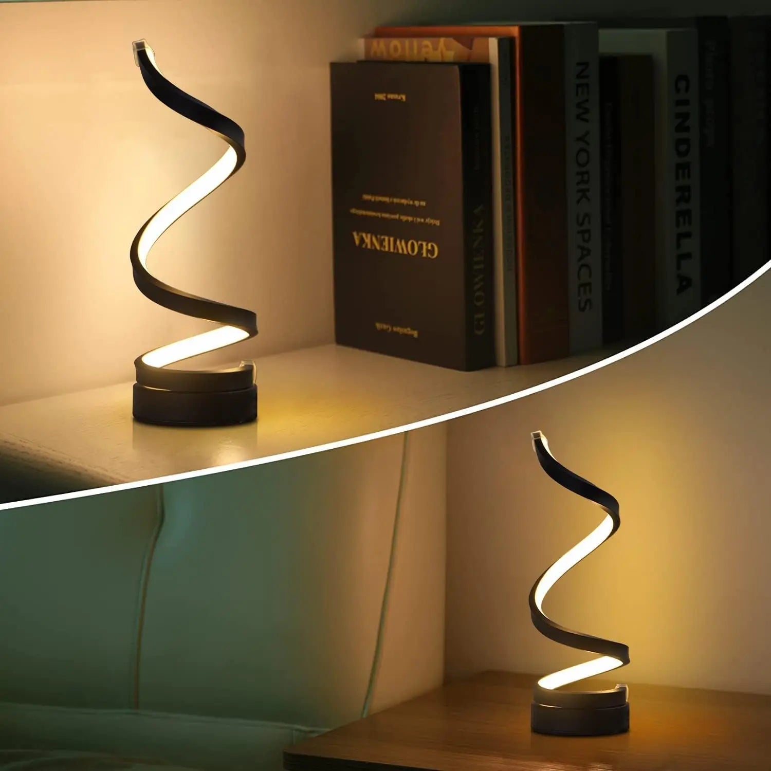 Elegant Modern Spiral Dimmable LED Table Lamp - Versatile Nightstand and Office Lighting Solution