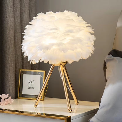 Elegant Goose Feather LED Table Lamp for a Modern Bedroom