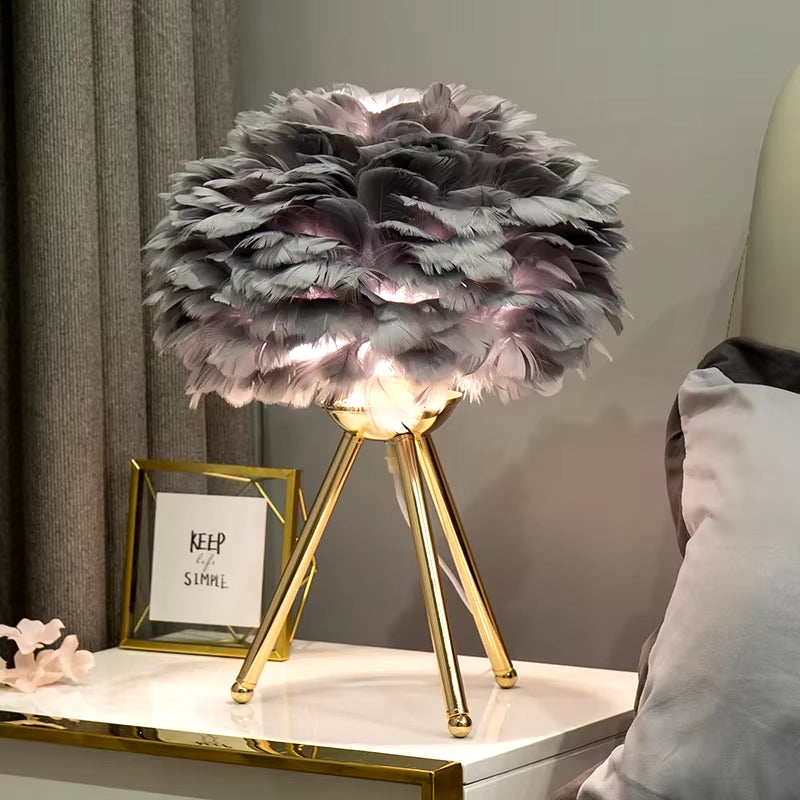 Elegant Goose Feather LED Table Lamp for a Modern Bedroom